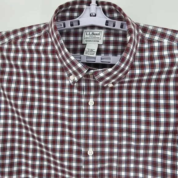 L.L. Bean Men's Red White Blue Button Down Shirt 100% Cotton Size XL - Picture 3 of 4